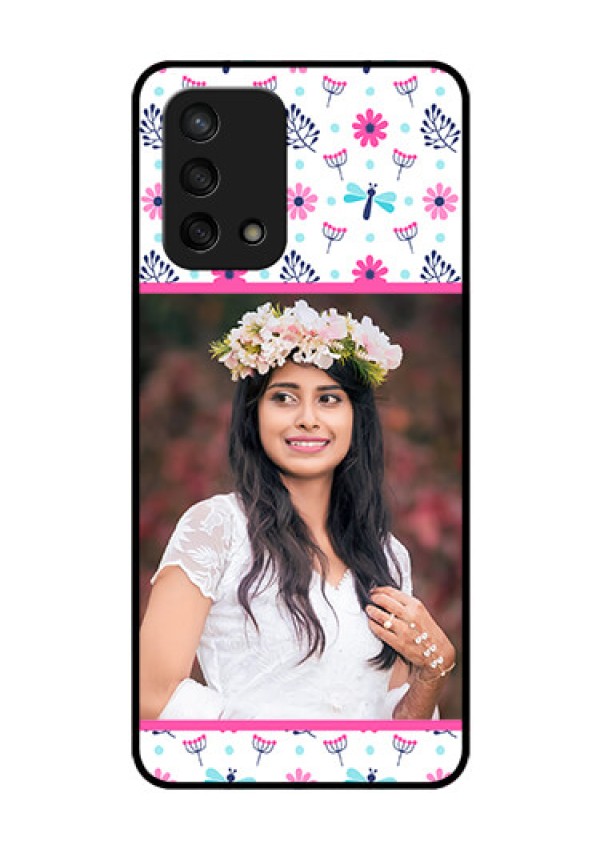 Oppo F19s Photo Printing on Glass Case - Colorful Flower Design
