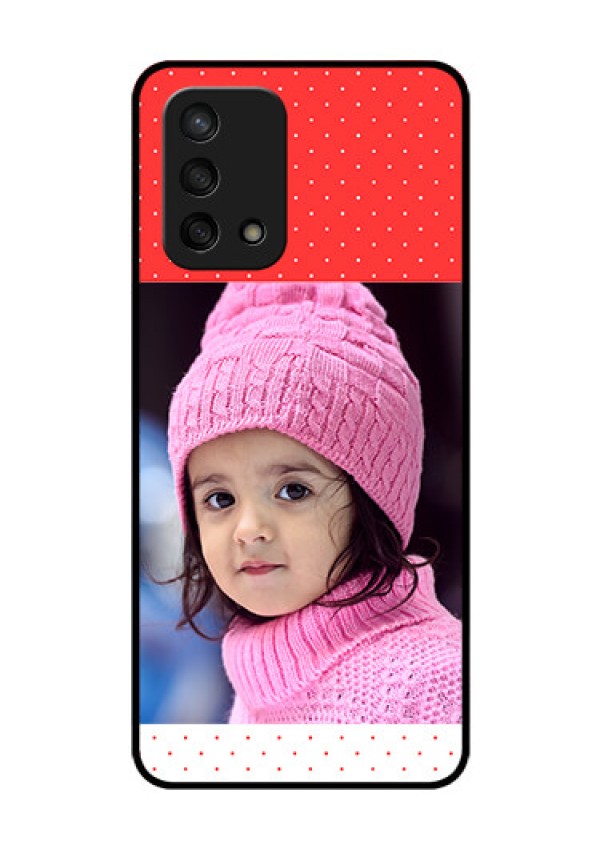 Oppo F19s Photo Printing on Glass Case - Red Pattern Design