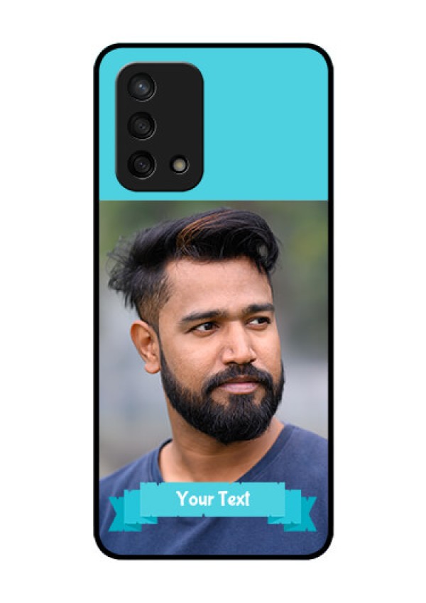 Oppo F19s Personalized Glass Phone Case - Simple Blue Color Design