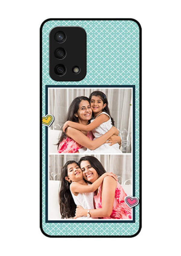 Oppo F19s Custom Glass Phone Case - 2 Image Holder with Pattern Design