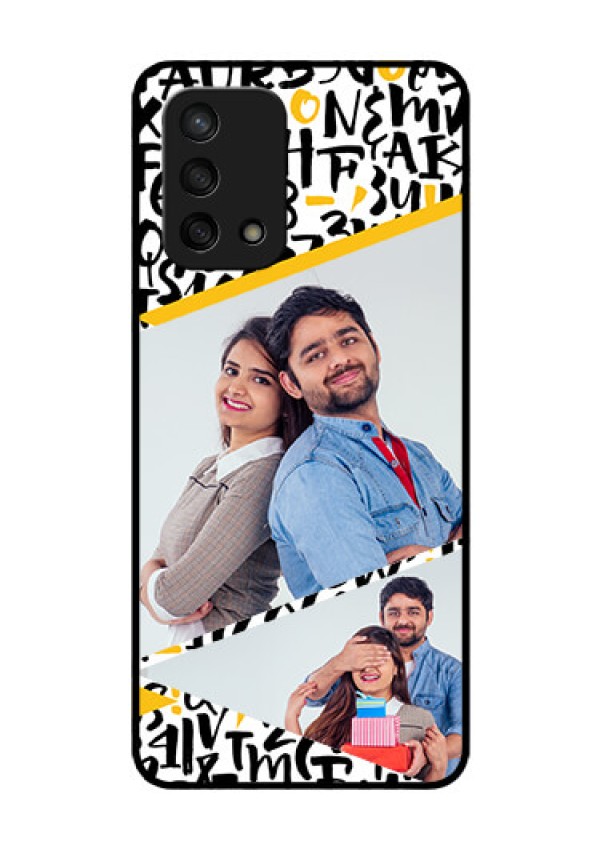 Oppo F19s Custom Glass Mobile Case - Letters Pattern Design