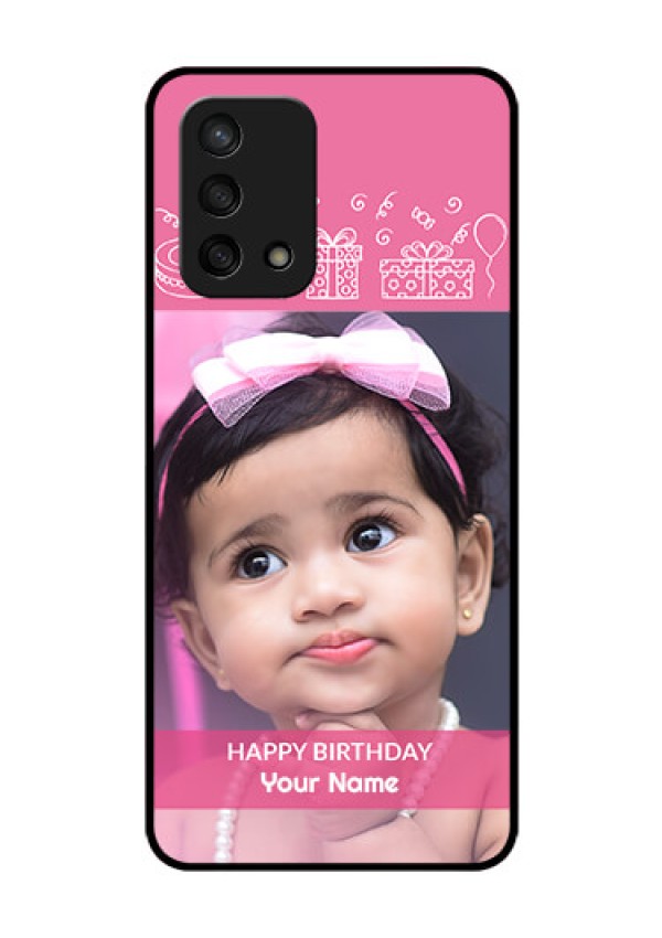 Oppo F19s Photo Printing on Glass Case - with Birthday Line Art Design