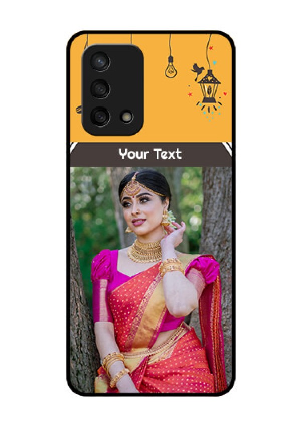 Oppo F19s Custom Glass Mobile Case - with Family Picture and Icons 
