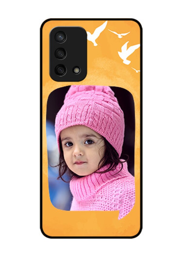 Oppo F19s Personalized Glass Phone Case - Water Color Design with Bird Icons