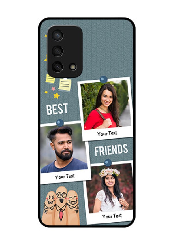 Oppo F19s Personalized Glass Phone Case - Sticky Frames and Friendship Design