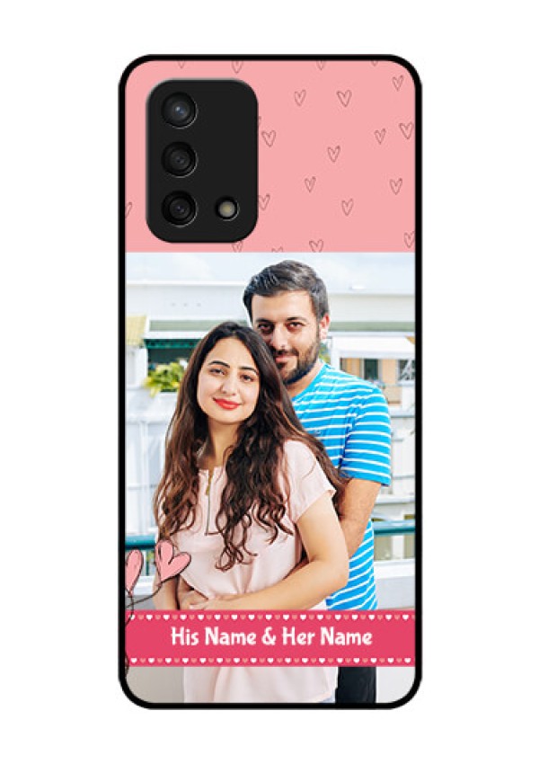 Oppo F19s Personalized Glass Phone Case - Love Design Peach Color