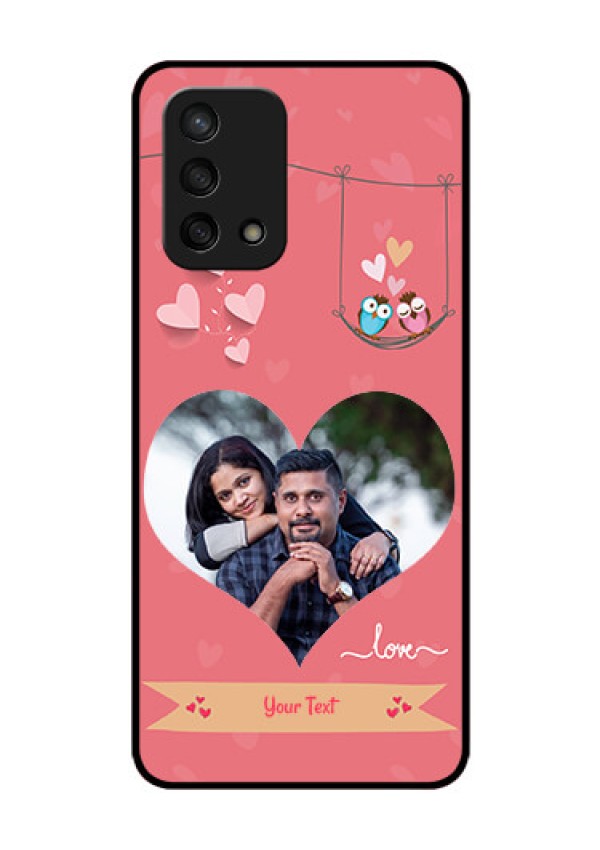 Oppo F19s Personalized Glass Phone Case - Peach Color Love Design 