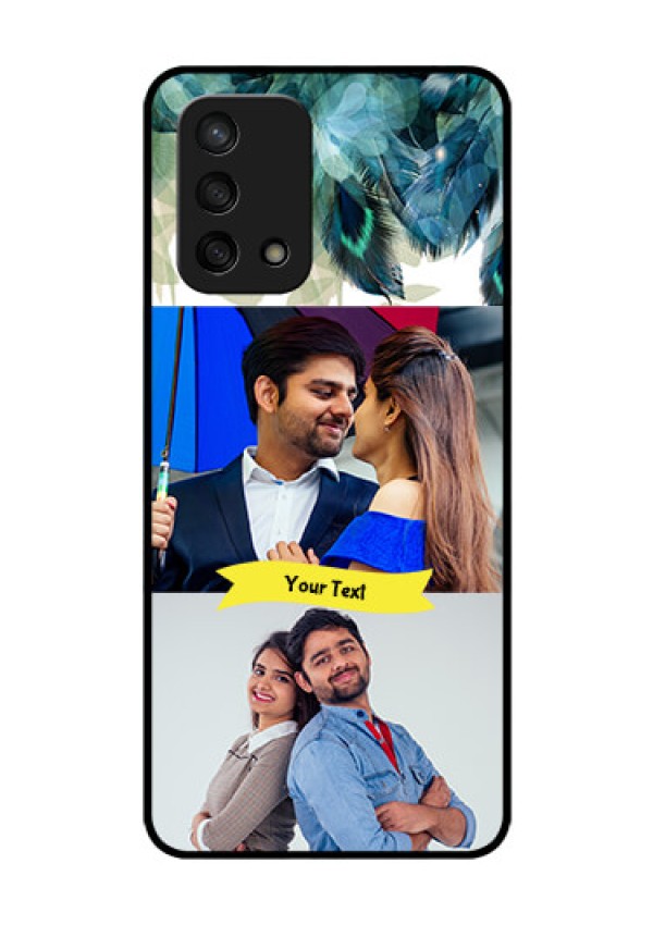 Oppo F19s Personalized Glass Phone Case - Image with Boho Peacock Feather Design