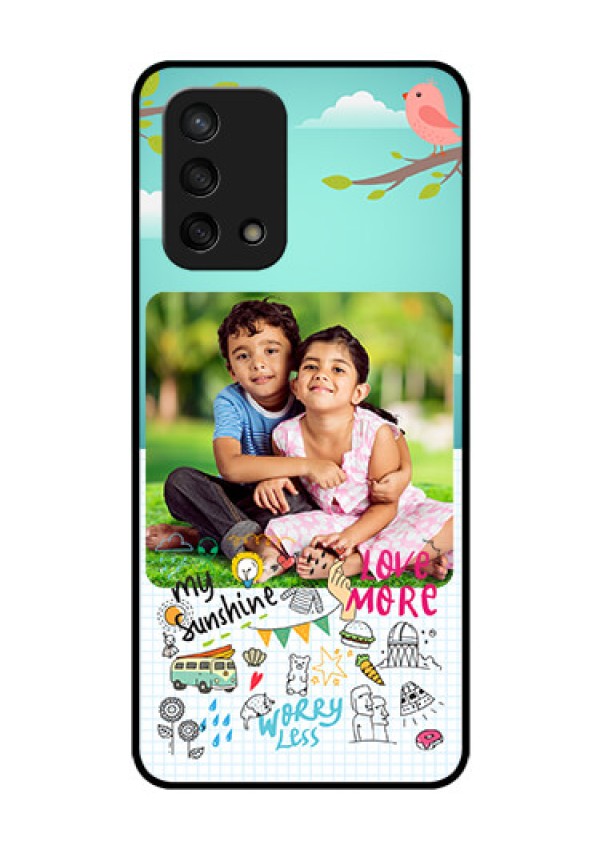 Oppo F19s Photo Printing on Glass Case - Doodle love Design