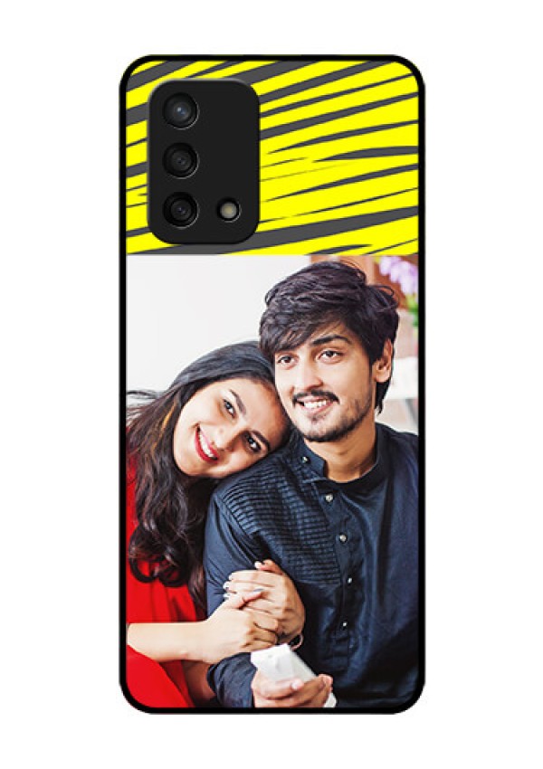 Oppo F19s Photo Printing on Glass Case - Yellow Abstract Design