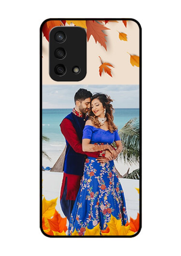 Oppo F19s Photo Printing on Glass Case - Autumn Maple Leaves Design