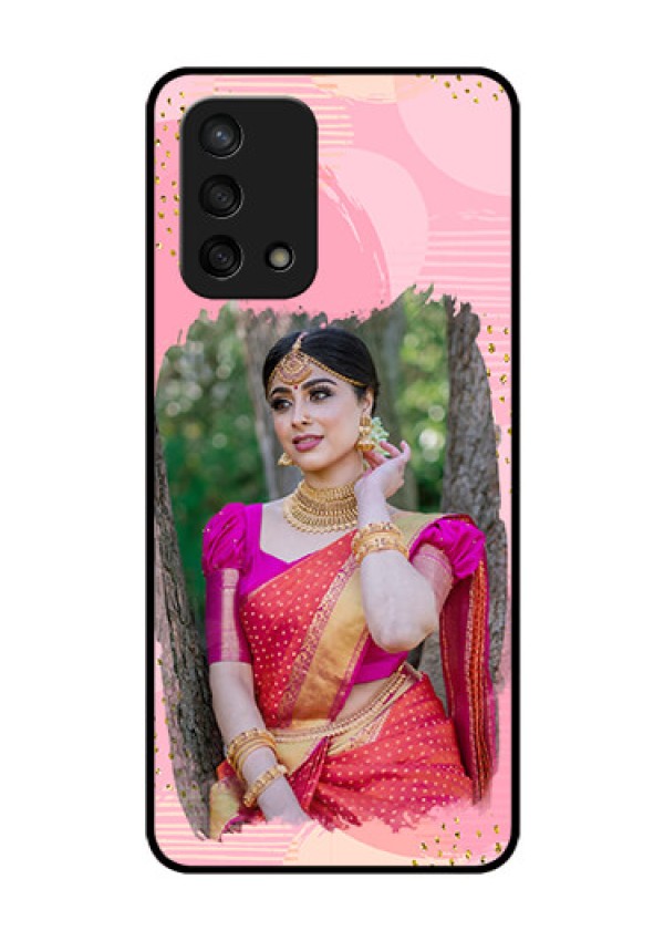 Oppo F19s Personalized Glass Phone Case - Gold Glitter Splash Design