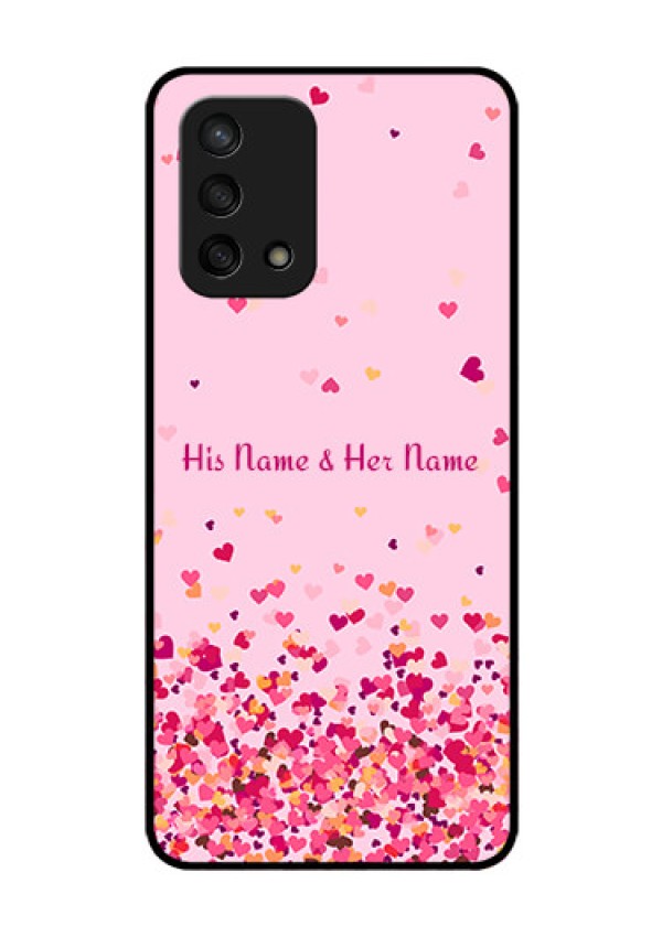 Oppo F19s Photo Printing on Glass Case - Floating Hearts Design