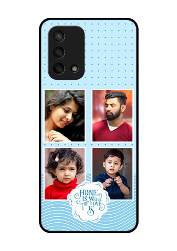 Oppo F19s Custom Glass Phone Case - Cute love quote with 4 pic upload Design