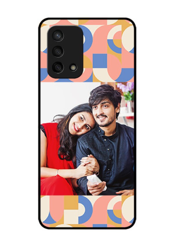 Oppo F19s Photo Printing on Glass Case - Semi-circle Maze Pattern Design