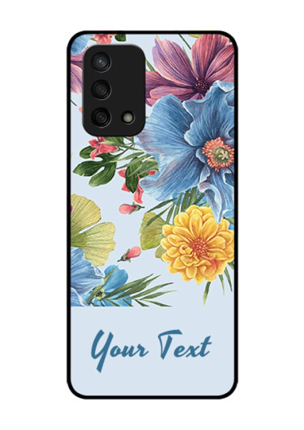 Oppo F19s Custom Glass Mobile Case - Stunning Watercolored Flowers Painting Design