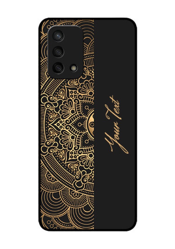 Oppo F19s Photo Printing on Glass Case - Mandala art with custom text Design