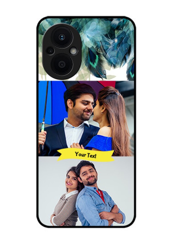 Oppo F21 Pro 5G Personalized Glass Phone Case - Image with Boho Peacock Feather Design