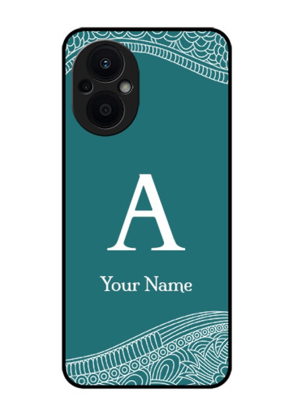 Oppo F21 Pro 5G Personalized Glass Phone Case - line art pattern with custom name Design