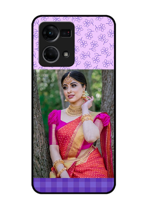 Oppo F21 Pro Custom Glass Phone Case - Purple Floral Design