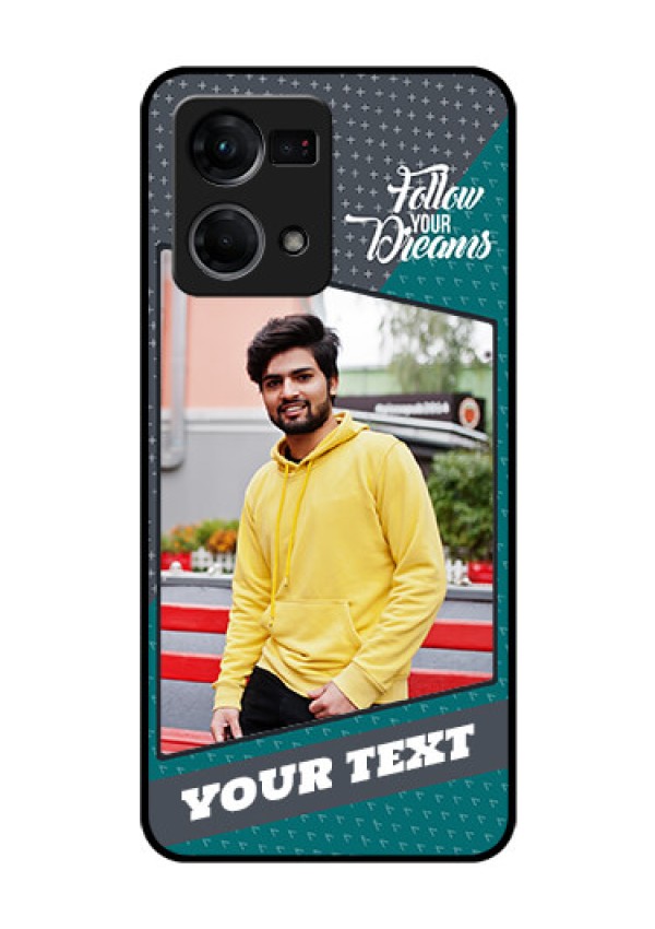 Oppo F21 Pro Personalized Glass Phone Case - Background Pattern Design with Quote