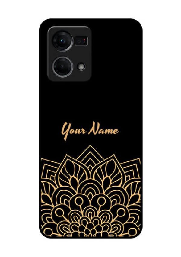 Oppo F21 Pro Custom Glass Phone Case - Golden mandala Design