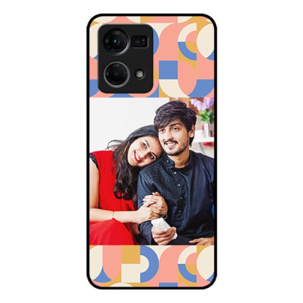 Oppo F21 Pro Photo Printing on Glass Case - Semi-circle Maze Pattern Design Oppo F21 Pro Photo Printing on Glass Case - Semi-circle Maze Pattern Design