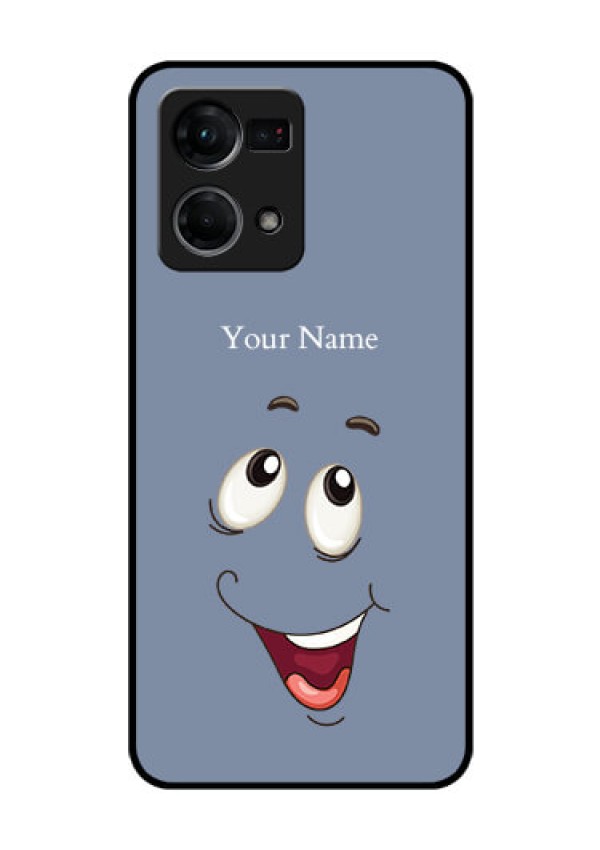 Oppo F21 Pro Photo Printing on Glass Case - Laughing Cartoon Face Design