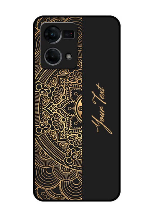 Oppo F21 Pro Photo Printing on Glass Case - Mandala art with custom text Design