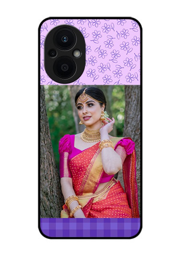 Oppo F21s Pro 5G Custom Glass Phone Case - Purple Floral Design
