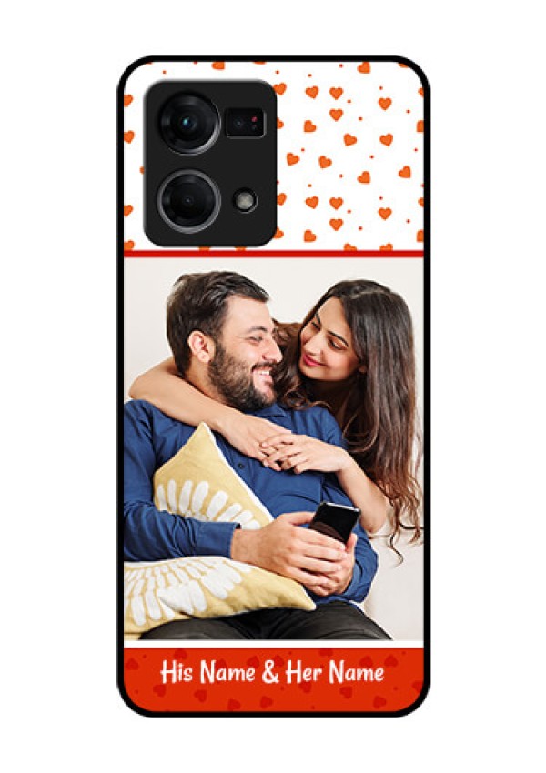 Oppo F21s Pro Custom Glass Phone Case - Orange Love Symbol Design