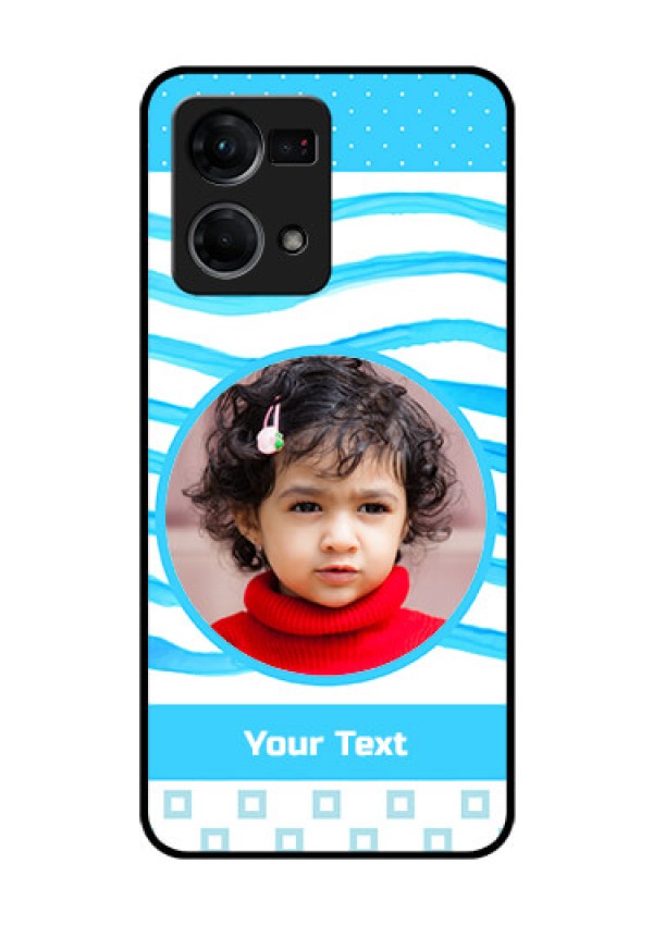 Oppo F21s Pro Custom Glass Phone Case - Simple Blue Case Design