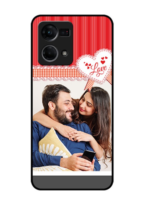 Oppo F21s Pro Custom Glass Mobile Case - Red Love Pattern Design