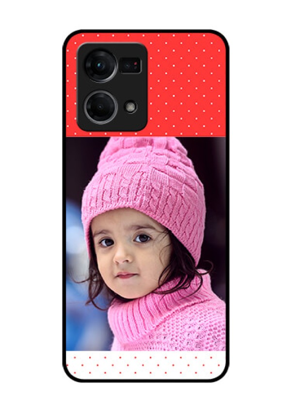 Oppo F21s Pro Photo Printing on Glass Case - Red Pattern Design