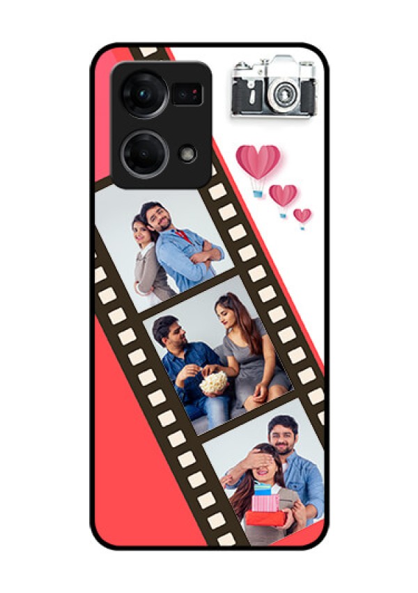 Oppo F21s Pro Personalized Glass Phone Case - 3 Image Holder with Film Reel