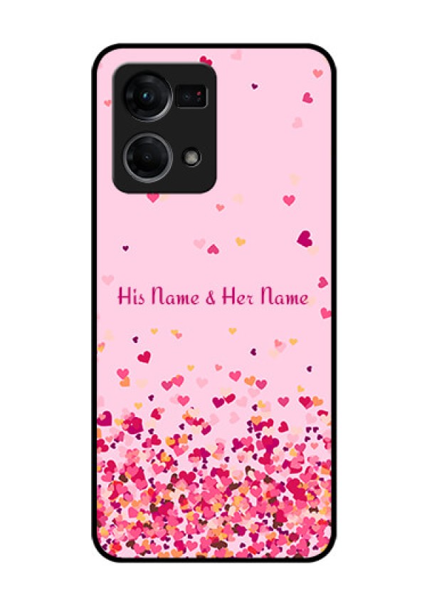 Oppo F21s Pro Photo Printing on Glass Case - Floating Hearts Design