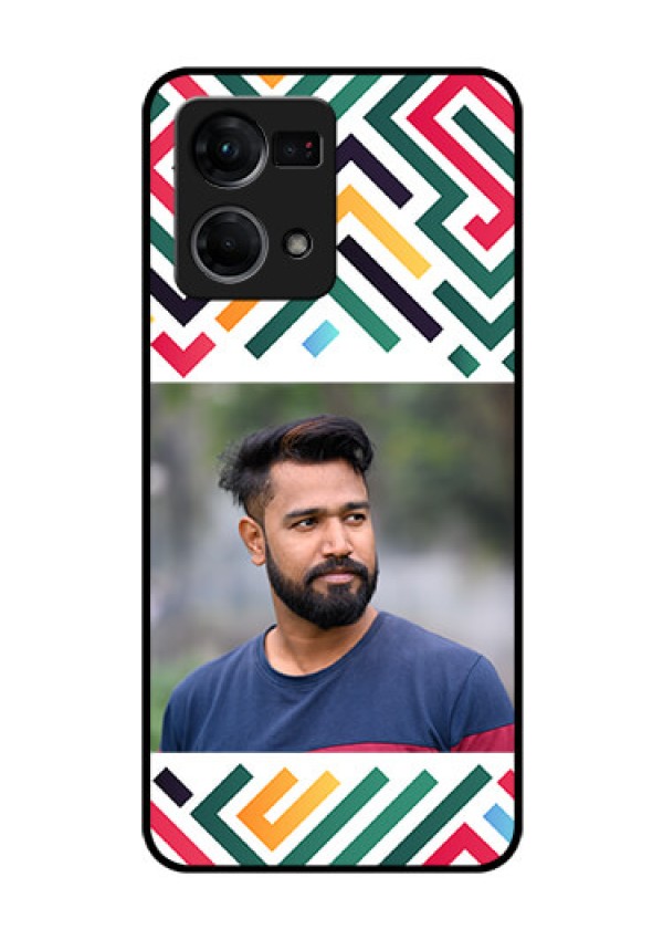 Oppo F21s Pro Personalized Glass Phone Case - Colorful Maze Pattern Design