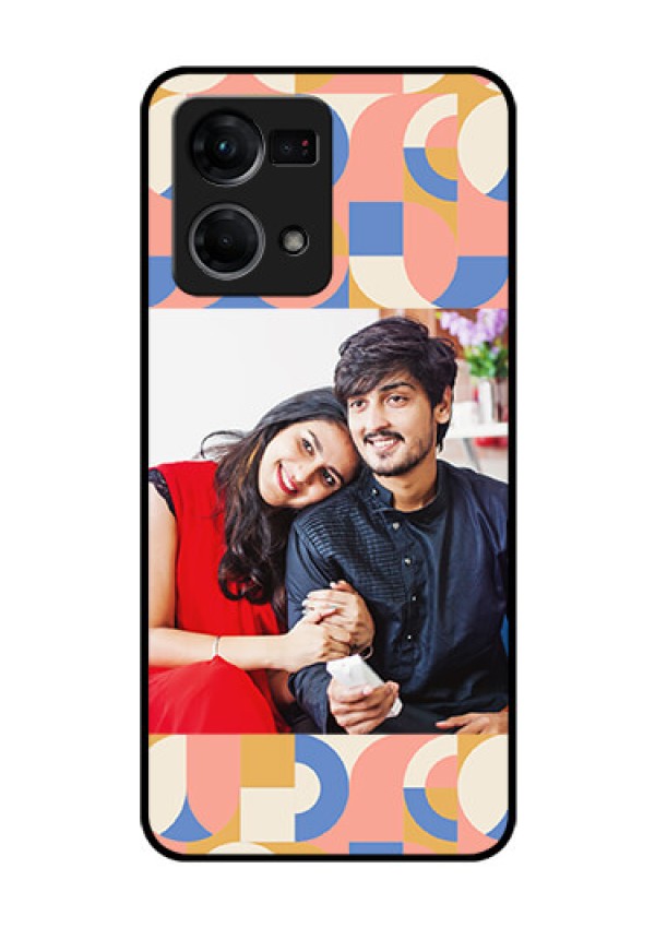 Oppo F21s Pro Photo Printing on Glass Case - Semi-circle Maze Pattern Design