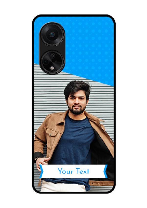 Oppo F23 5G Photo Printing on Glass Case - Simple Blue Color Design
