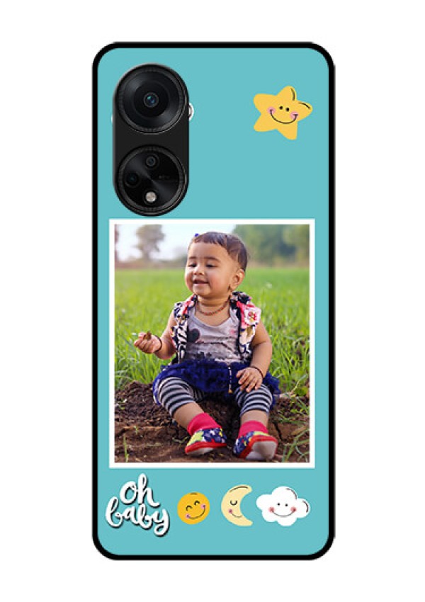 Oppo F23 5G Personalized Glass Phone Case - Smiley Kids Stars Design