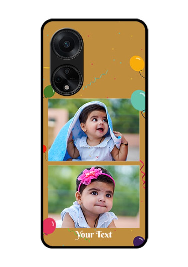 Oppo F23 5G Personalized Glass Phone Case - Image Holder with Birthday Celebrations Design