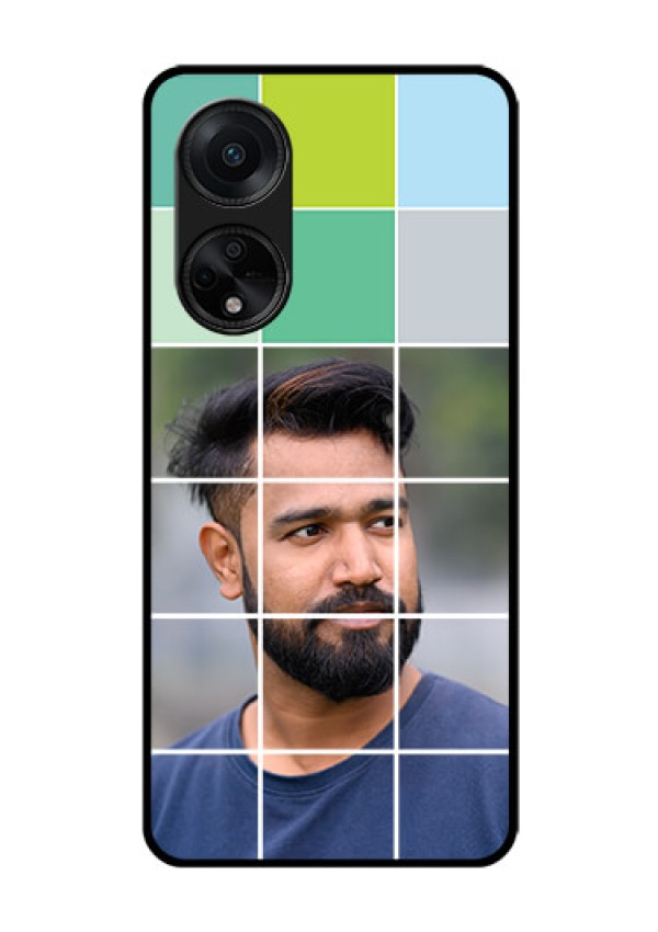 Oppo F23 5G Photo Printing on Glass Case - with white box pattern