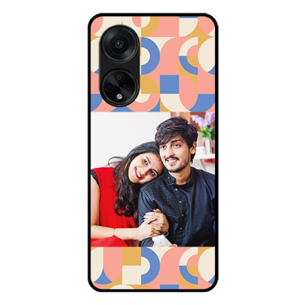Oppo F23 5G Photo Printing on Glass Case - Semi-circle Maze Pattern Design Oppo F23 5G Photo Printing on Glass Case - Semi-circle Maze Pattern Design