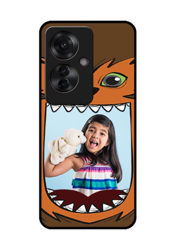 Oppo F25 Pro 5G Custom Glass Phone Case - Owl Monster Back Case Design