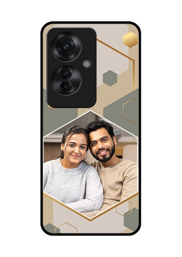 Oppo F25 Pro 5G Custom Glass Phone Case - Stylish Hexagon Pattern Design
