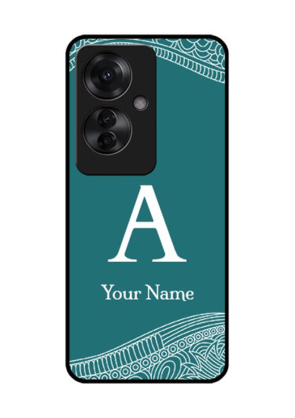 Oppo F25 Pro 5G Custom Glass Phone Case - Line Art Pattern With Custom Name Design
