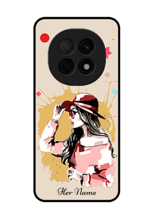Oppo F29 Pro 5G Custom Glass Phone Case - Women With Pink Hat Design