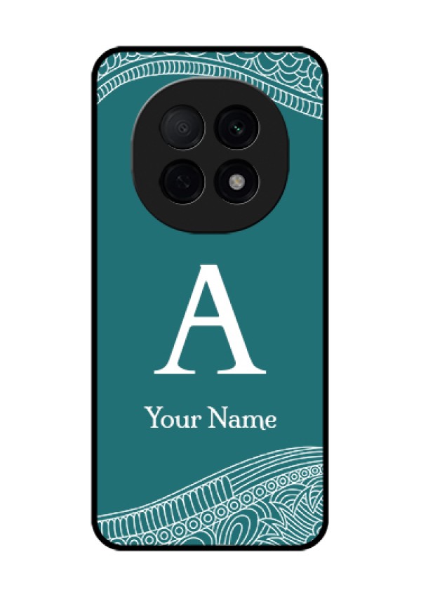 Oppo F29 Pro 5G Custom Glass Phone Case - Line Art Pattern With Custom Name Design
