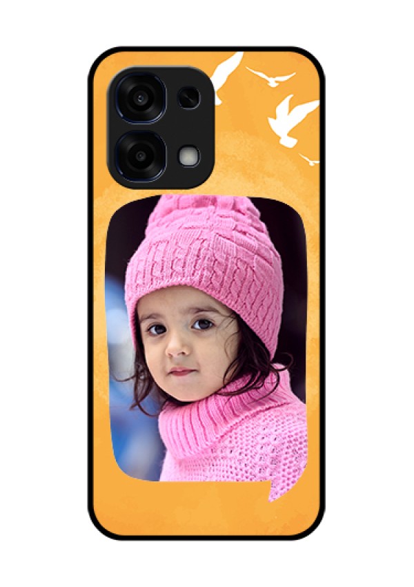 Oppo F31 5G Custom Glass Phone Case - Water Color Design With Bird Icons