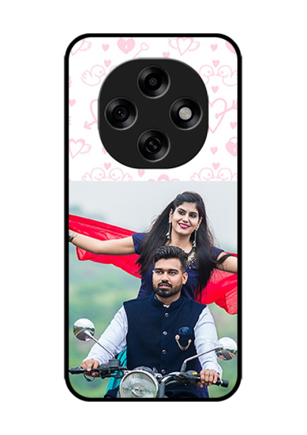 Oppo F31 Pro 5G Custom Glass Phone Case - Pink Flying Heart Design